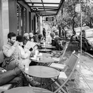 People drinking coffee in Oakland, California