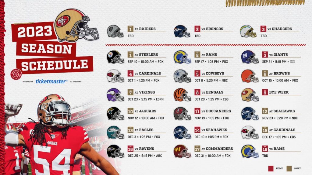 San Francisco 49ers Schedule - CrawlSF