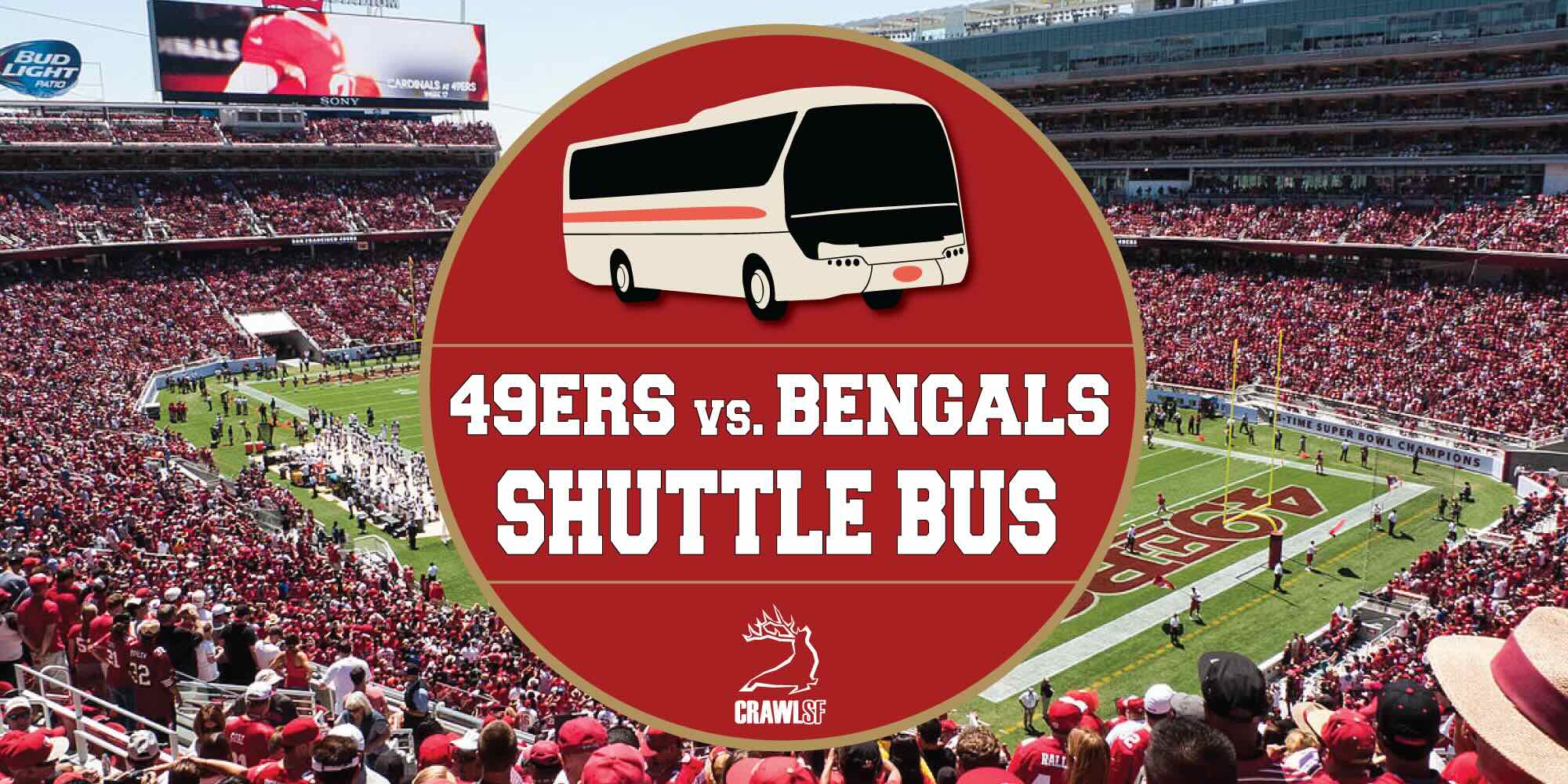 49ers vs. Bengals Shuttle Bus to Levi's Stadium - CrawlSF