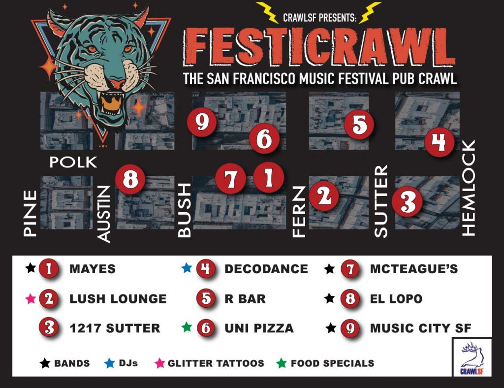 Festicrawl Pub Crawl Map