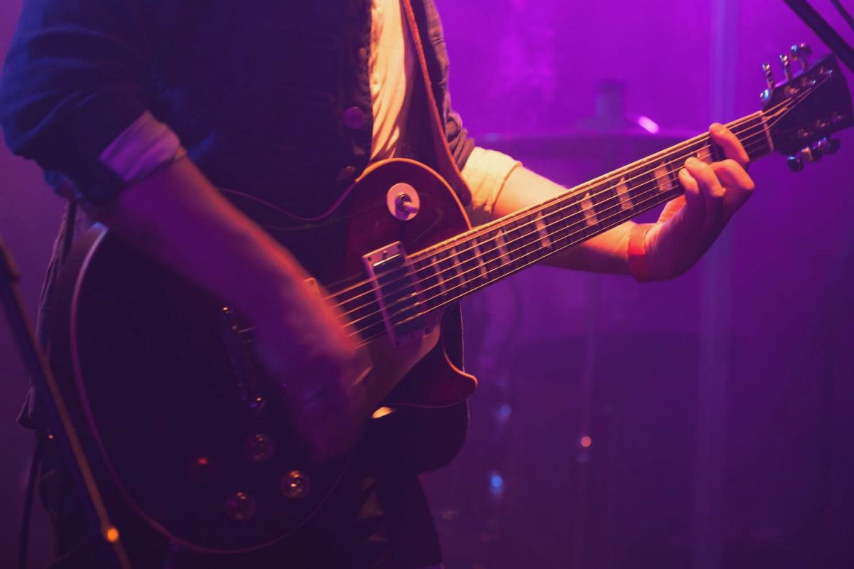 Guitarist at indie rock concert