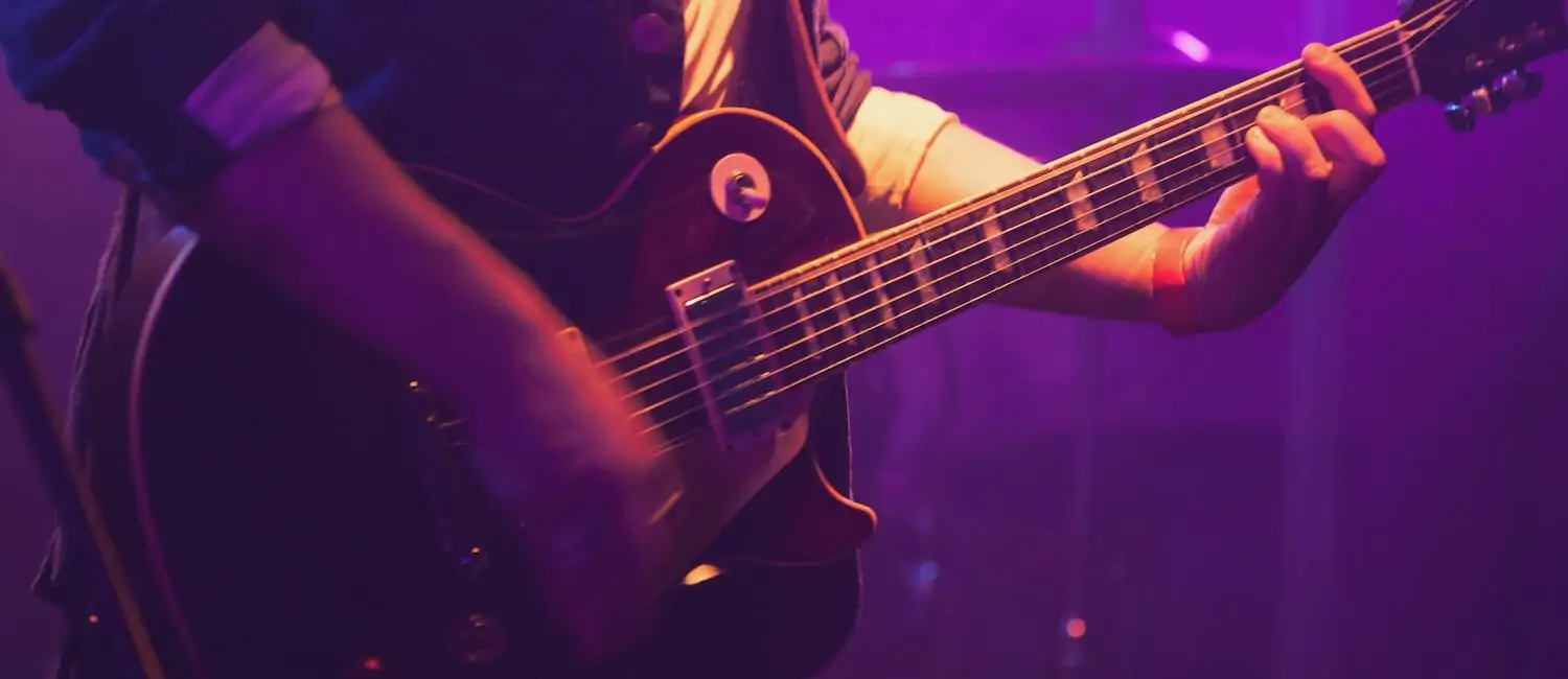 Guitarist at indie rock concert