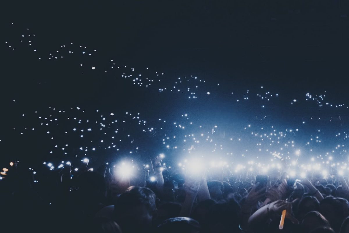 Large music festival crowd