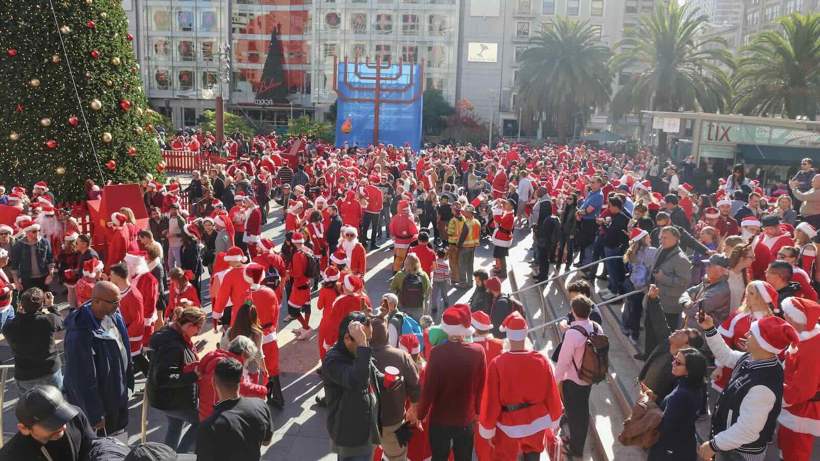 Santacon in San Francisco's Union Square