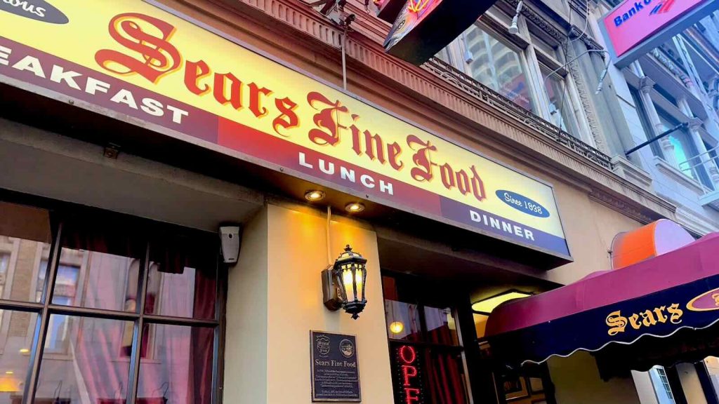 Sear's Fine Food sign