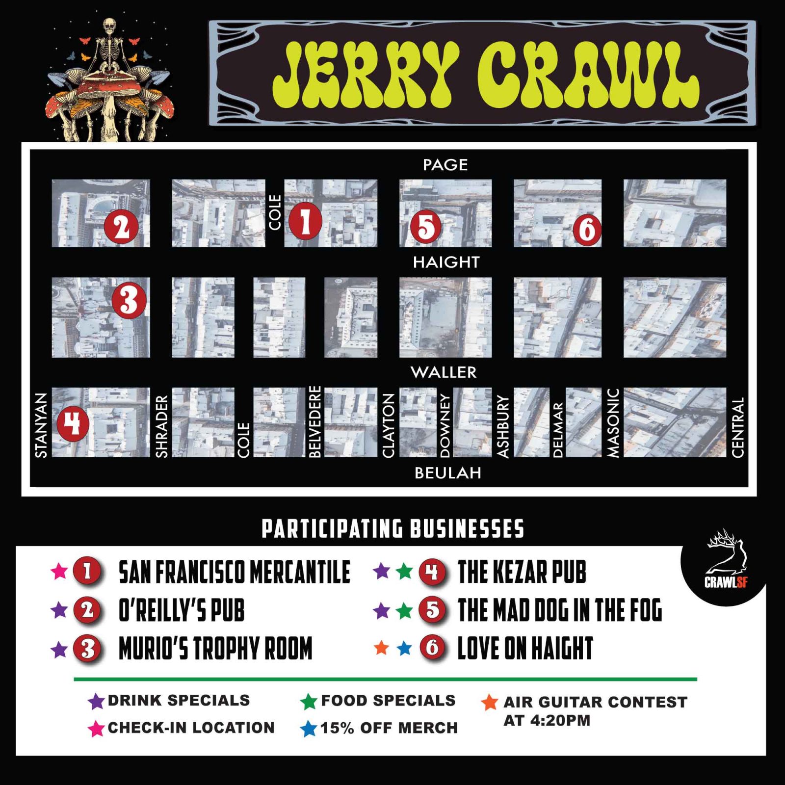 Haight Street Pub Crawl San Francisco Map